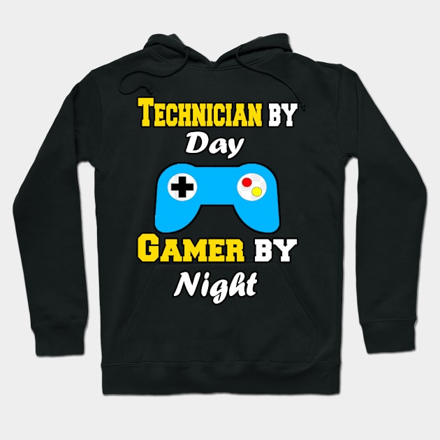 Technician By Day Gamer By Night Hoodie by Emma-shopping